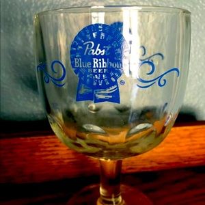 Vintage Thumbprint Pabst Blue Ribbon Glass
